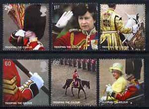 Great Britain 2005 Trooping the Colour perf set of 6 unmounted mint, stamps on royalty, stamps on militaria, stamps on horses, stamps on flags