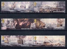 Great Britain 2005 Trafalgar perf set of 6 values unmounted mint, stamps on ships, stamps on nelson, stamps on battles