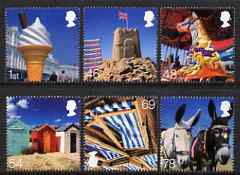 Great Britain 2007 Beside the Seaside perf set of 6 unmounted mint SG 2734-39, stamps on donkeys, stamps on animals, stamps on circus, stamps on castles