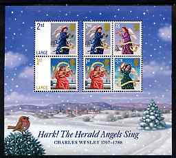 Great Britain 2007 Christmas - Hark the Herald Angels Sing m/sheet containing 6 values unmounted mint SG MS 2795, stamps on christmas, stamps on angels, stamps on 