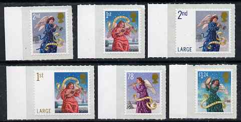 Great Britain 2007 Christmas - Hark the Herald Angels Sing self adhesive set of 6 values unmounted mint, SG 2789-94, stamps on christmas, stamps on angels, stamps on self adhesive