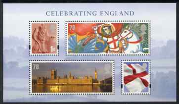 Great Britain 2007 Celebrating England perf m/sheet unmounted mint SG MS EN19, stamps on , stamps on  stamps on parliament, stamps on  stamps on constitutions, stamps on  stamps on flags, stamps on  stamps on st george, stamps on  stamps on dragons, stamps on  stamps on horses, stamps on  stamps on 