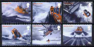 Great Britain 2008 Rescue at Sea perf set of 6 (with Morse-code perfs) unmounted mint SG 2825-30, stamps on ships, stamps on rescue, stamps on lifeboats, stamps on helicopters