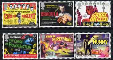 Great Britain 2008 Classic Carry On & Hammer Films perf set of 6 unmounted mint SG 2849-54, stamps on , stamps on  stamps on films, stamps on  stamps on cinema, stamps on  stamps on movies, stamps on  stamps on comedy, stamps on  stamps on horror, stamps on  stamps on militaria, stamps on  stamps on egyptology, stamps on  stamps on 