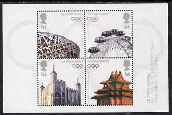 Great Britain 2008 Olympic Games Handover m/sheet unmounted mint SG MS 2861, stamps on , stamps on  stamps on olympics, stamps on  stamps on london, stamps on  stamps on stadia