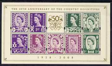 Great Britain 2008 50th Anniversary of Country Definitives perf m/sheet unmounted mint SG MS NI 111, stamps on 