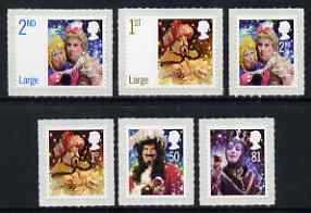Great Britain 2008 Christmas - Pantomine self-adhesive set of 6 unmounted mint SG 2876-81, stamps on christmas, stamps on theatre, stamps on children, stamps on pirates, stamps on self adhesive