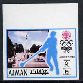 Ajman 1971 Hammer 5dh from Munich Olympics imperf set of 20, Mi 730B unmounted mint