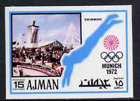 Ajman 1971 Swimming 15dh from Munich Olympics imperf set of 20, Mi 735B unmounted mint