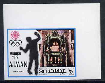 Ajman 1971 Shot Putt 30dh from Munich Olympics imperf set of 20, Mi 738B unmounted mint, stamps on , stamps on  stamps on shot