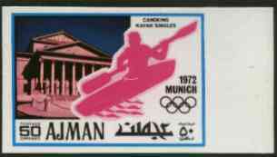 Ajman 1971 Canoeing 50dh from Munich Olympics imperf set of 20 unmounted mint, Mi 741B