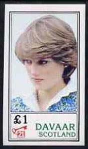 Davaar Island 1982 Princess Di's 21st Birthday imperf souvenir sheet (£1 value) unmounted mint, stamps on royalty, stamps on diana, stamps on charles, stamps on 