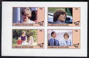 Gairsay 1982 Princess Dis 21st Birthday imperf sheetlet containing complete set of 4 values (12p to 44p) unmounted mint, stamps on royalty, stamps on diana, stamps on charles, stamps on 