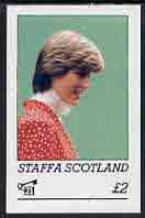 Staffa 1982 Princess Di's 21st Birthday imperf deluxe sheet (Â£2 value) unmounted mint, stamps on royalty, stamps on diana, stamps on charles, stamps on 