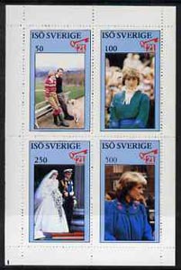 Iso - Sweden 1982 Princess Di's 21st Birthday perf sheetlet containing complete set of 4 values (50 to 500) unmounted mint, stamps on , stamps on  stamps on royalty, stamps on  stamps on diana, stamps on  stamps on charles, stamps on  stamps on , stamps on  stamps on  iso , stamps on  stamps on 