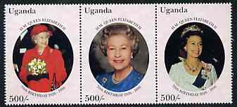 Uganda 1996 The Queens 70th Birthday set of 3, SG 1687-89, stamps on royalty