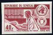 Senegal 1972 World Heart Month 40f imperf colour trial proof (several different colours available but price is for ONE) unmounted mint as SG 490, stamps on , stamps on  stamps on heart      medical     doctors