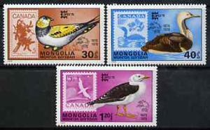 Mongolia 1978 Birds the 3 values from Capex '78' Stamp Exhibition set of 7 unmounted mint, SG 1139-40 & 1144*, stamps on , stamps on  stamps on birds    jay    diver    gull