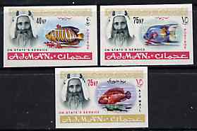 Ajman 1965 Fish imperf set of 3 from 