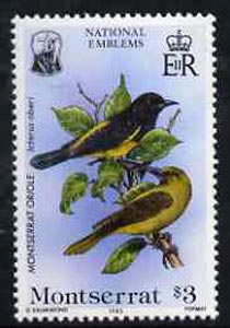 Montserrat 1985 Oriole $3 from National Emblems Flora & Fauna set unmounted mint, SG 630*, stamps on , stamps on  stamps on birds, stamps on  stamps on oriole