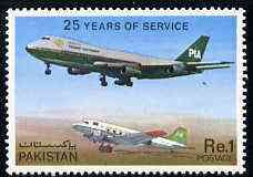 Pakistan 1980 Anniversary of Pakistan International Air Lines unmounted mint, SG 512*, stamps on aviation , stamps on boeing, stamps on  747 , stamps on jumbo, stamps on douglas, stamps on   dc , stamps on 