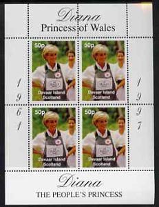 Davaar Island 1997 Diana, The People's Princess perf sheetlet containing 4 x 50p values (Wearing Red Cross Bullet-proof Vest) unmounted mint, stamps on , stamps on  stamps on royalty     diana       red cross