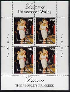 Bernera 1997 Diana, The People's Princess perf sheetlet containing 4 x 50p values unmounted mint, stamps on , stamps on  stamps on royalty     diana