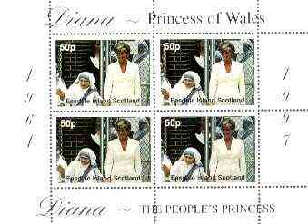 Easdale 1997 Diana, The People's Princess perf sheetlet containing 4 x 50p values (Diana with Mother Teresa) unmounted mint, stamps on , stamps on  stamps on royalty, stamps on  stamps on diana, stamps on  stamps on personalities, stamps on  stamps on nobel, stamps on  stamps on teresa