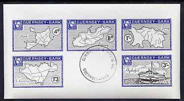 Guernsey - Sark 1964 Maps imperf m/sheet containing the set of 5 with Commodore cancellation, stamps on maps, stamps on ships