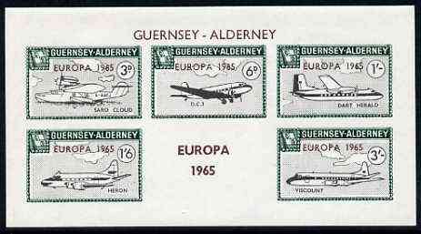 Guernsey - Alderney 1965 Europa overprint  on Aircraft imperf m/sheet unmounted mint, Rosen CSA 51, stamps on aviation    europa