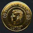 Davaar Island 1965 J F Kennedy 6d coin shaped in gold foil with background colour (mauve) omitted unmounted mint (as Rosen D34), stamps on kennedy, stamps on personalities