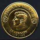 Davaar Island 1965 J F Kennedy 2s coin shaped (small format) in gold foil with background colour (red) omitted unmounted mint (as Rosen D36), stamps on kennedy, stamps on personalities