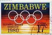 Zimbabwe 1980 Moscow Olympic Games very fine cds used, SG 596*, stamps on , stamps on  stamps on olympics