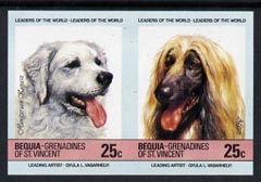 St Vincent - Bequia 1985 Dogs (Leaders of the World) 25c (Kuvasz & Afghan Hound) imperf se-tenant pair unmounted mint, stamps on , stamps on  stamps on dogs      afghan    kuvasz       animals    