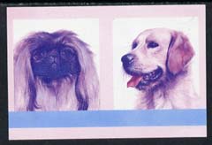 St Vincent - Bequia 1985 Dogs (Leaders of the World) $2 (Pekinese & Golden Retriever) imperf se-tenant proof pair in magenta & blue only unmounted mint