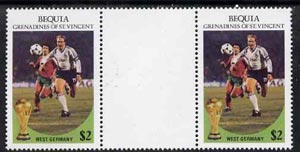 St Vincent - Bequia 1986 World Cup Football $2 (West Germany) gutter pair (unfolded) from uncut archive proof sheet unmounted mint, stamps on , stamps on  stamps on football  sport