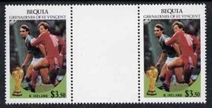 St Vincent - Bequia 1986 World Cup Football $3.50 (N Ireland) gutter pair (unfolded) from uncut archive proof sheet unmounted mint, stamps on football  sport