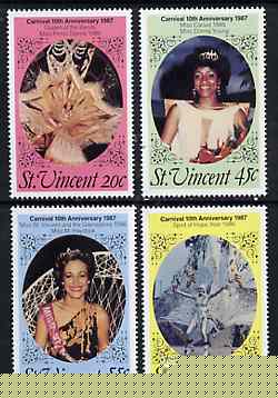 St Vincent 1987 10th Anniversary of Carnival set of 4, SG 1066-69 unmounted mint*, stamps on entertainments    fashion    tourism