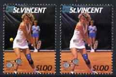 St Vincent 1987 International Tennis Players $1 (Chris Evert) unmounted mint with ball omitted plus normal, SG 1060var*, stamps on , stamps on  stamps on sport  tennis  varieties  personalities