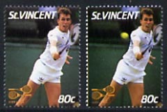 St Vincent 1987 International Tennis Players 80c (Ivan Lendl) unmounted mint with ball omitted plus normal, SG 1059var*, stamps on , stamps on  stamps on sport  tennis  varieties  personalities