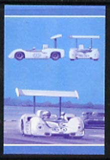 Bernera 1987 Cars A32 (Chaparral) imperf se-tenant progressive colour proof pair in magenta & blue only unmounted mint, stamps on , stamps on  stamps on cars    chaparral