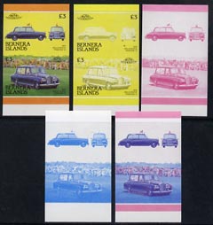 Bernera 1987 Cars - The Queen's Rolls Royce Phantom VI \A33 set of 5 imperf se-tenant progressive colour proof pairs comprising two individual colours, two 2-colour composites plus all 4-colour final design unmounted mint, stamps on cars    rolls royce    royalty