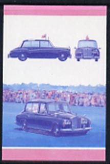 Bernera 1987 Cars \A33 (The Queen's Rolls Royce Phantom VI) imperf se-tenant progressive colour proof pair in magenta & blue only unmounted mint, stamps on cars    rolls royce    royalty