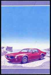 St Vincent 1985 Cars #3 (Leaders of the World) 55c Pontiac Firebird (1973) imperf progressive colour proof in se-tenant pair printed in blue & magenta only (as SG 864a) unmounted mint, stamps on cars, stamps on pontiac
