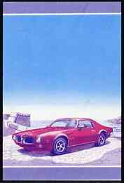 St Vincent 1985 Cars #3 (Leaders of the World) 55c Pontiac Firebird (1973) imperf progressive colour proof in se-tenant pair printed in blue & magenta only (as SG 864a) u..., stamps on cars, stamps on pontiac