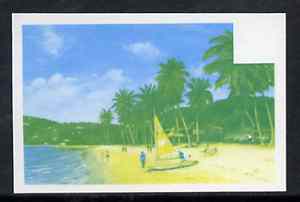 Grenada 1975 Grand Anse Beach $3 imperf progressive colour proof printed in blue & yellow only (as SG 666) unmounted mint, stamps on tourism