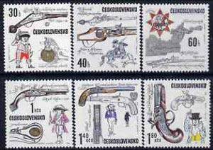 Czechoslovakia 1969 Early Pistols set of 6 unmounted mint, SG 1805-10, Mi 1854-59, stamps on , stamps on  stamps on militaria     pistols, stamps on  stamps on firearms