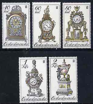 Czechoslovakia 1979 Historic Clocks unmounted mint set of 5, SG 2490-94, Mi 2529-33*, stamps on , stamps on  stamps on clocks