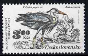 Czechoslovakia 1983 Grey Heron 2k60 value from Nature Protection set unmounted mint, SG 2677, Mi 2714*, stamps on heron    birds