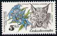 Czechoslovakia 1983 Gentiana & Lynx 5k value from Nature Protection set unmounted mint, SG 2678, Mi 2715*